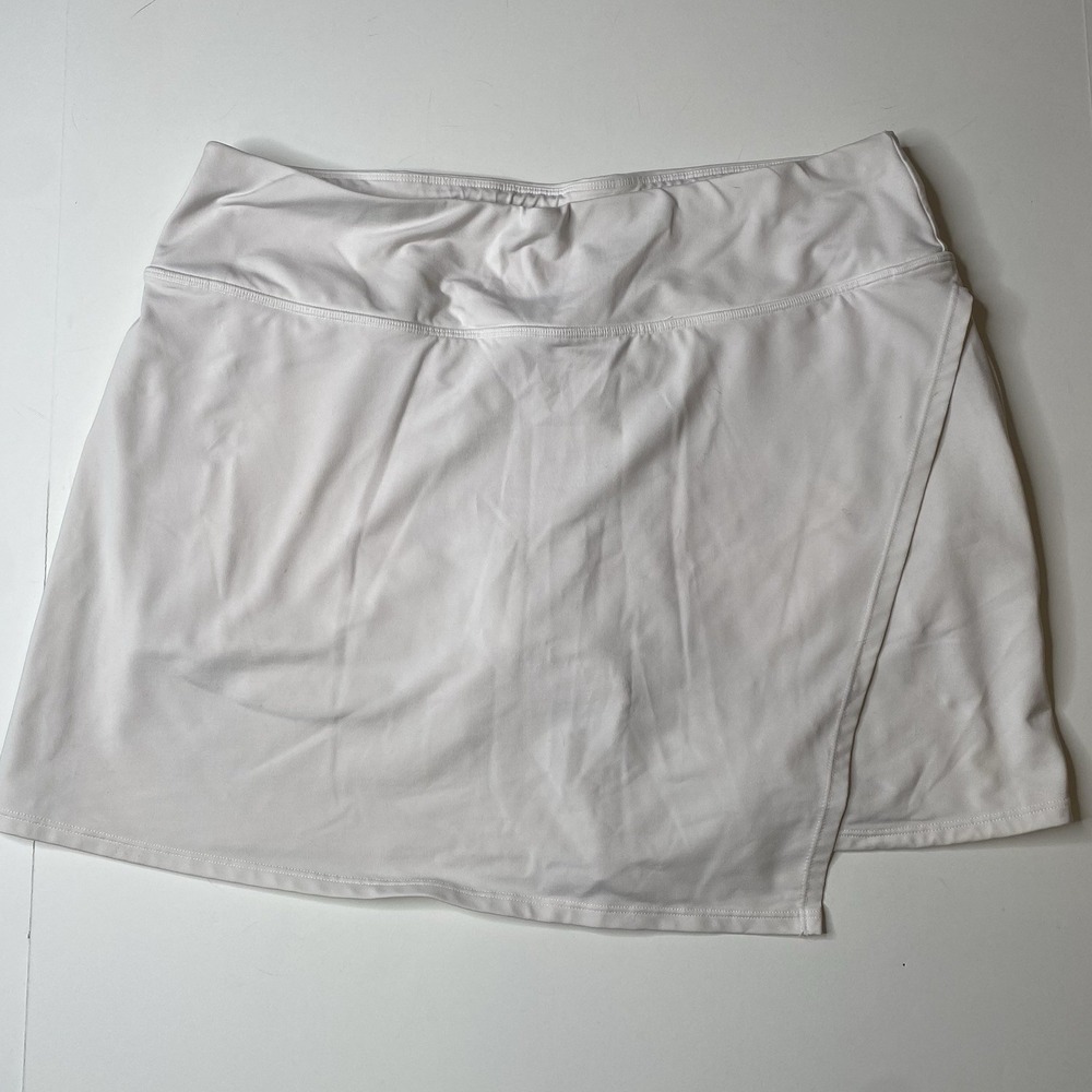 Athleta Crosscourt‎ High Rise 14" White Skort Size Large Tennis Pockets Shorts